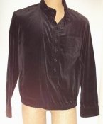 Men's Black Velvet 70s Disco or Pimp Shirt -M
