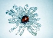 Clear Glass Beaded Flower Pin Hand Made