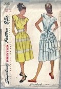 Simplicity 2071 40s 50s Vintage Dress Sewing Pattern Bust 33 One Piece Dress