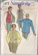 Simplicity 7973 Men's Shirt and Reversible Vest 1968 Sewing Pattern- Chest 42