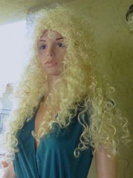 Big Hair 80s Blonde Curly Wig Synthetic Hair - Costume Burlesque CosPlay