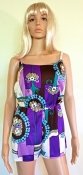 1960s Playsuit Bathing Suit Purple and Blue Small Petite