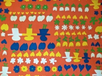 Vintage Fabric 70s Cotton Child Flower Pattern