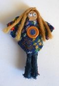 Hand-Made Fashion Magnet Dolls - Denim Hippie