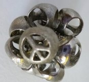 Peace Sign Cluster Ring Size 8 Mid-Century Modern
